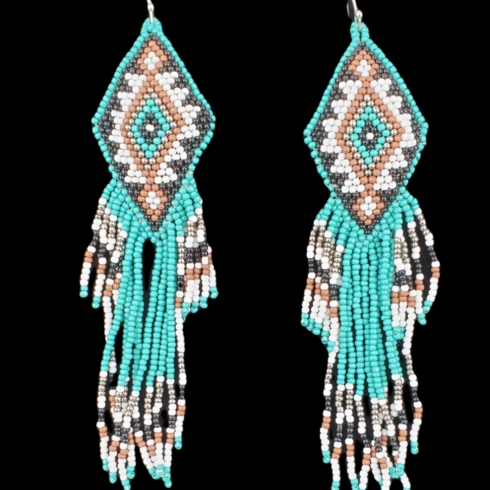 Turquoise aztec beaded earrings southwestern western cowgirl style!